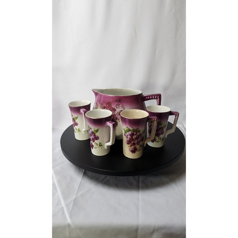 Vintage Wine/Cider Serving Set - Tray, Pitcher, 5 Mugs - Picture 3 of 10